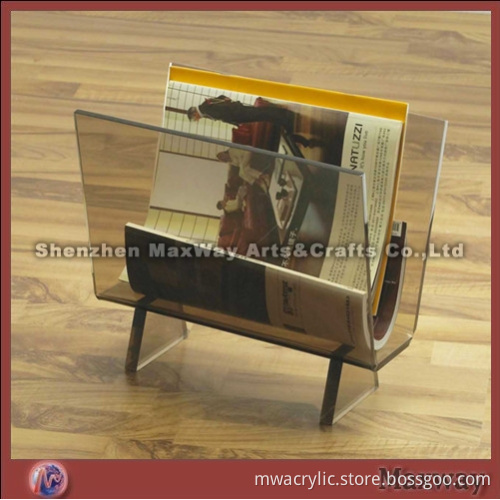 U-shaped brown acrylic magazine holder/stand particularly suit for home